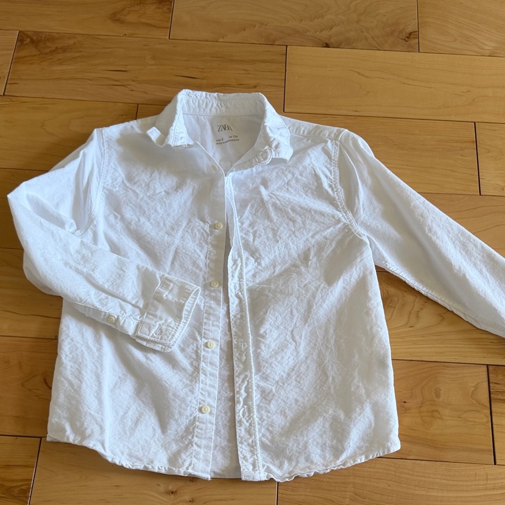 Zara boys 100% cotton white button up